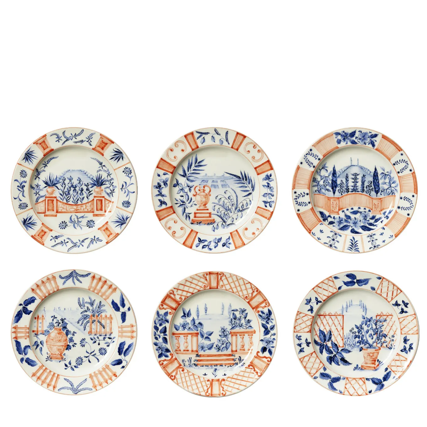 Set of 6 Italian Views dinner plates