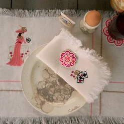 Set of 4 Ivory Marble Motif Ceramic Dessert Plates