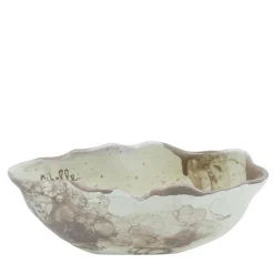 Set of 4 Ivory Marble Motif Ceramic Fruit Salad Bowls