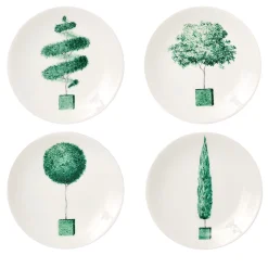 Set of 4 Jardin à l'Italienne Green Ceramic Bread Plates