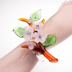 Set of 6 Jardin Fleuri Colored Glass Napkin Rings