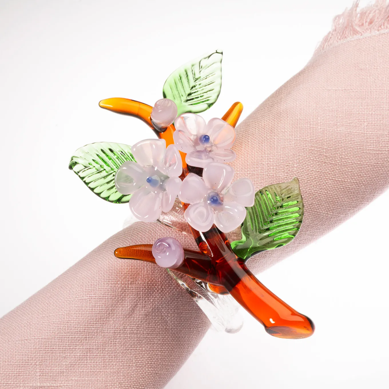 Set of 6 Jardin Fleuri Colored Glass Napkin Rings