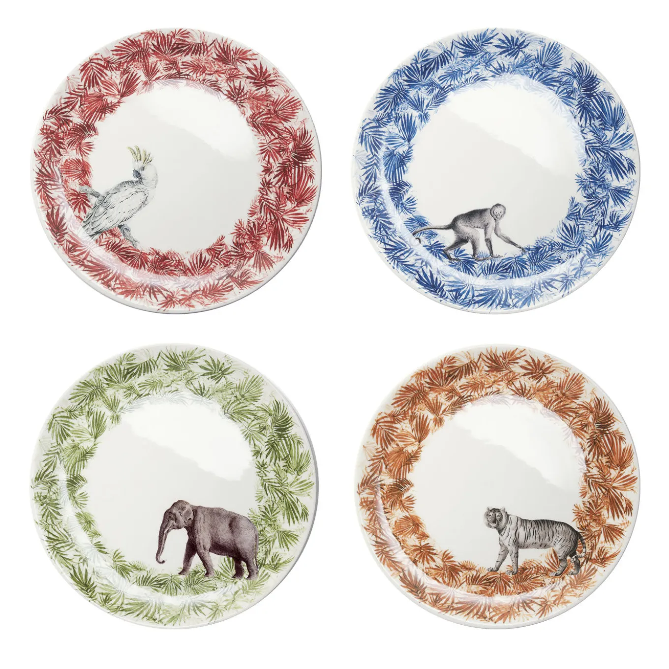 Set of 4 Jungle dessert plates