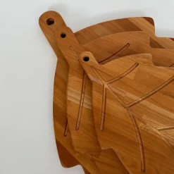 Set of 3 Leaf Cherry Wood Cutting Boards