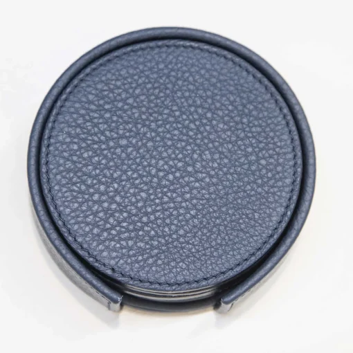 Set of 6 Leather Coasters in Royal Blue