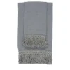 Set of 2 Light Blue Linen Towels with Long Fringes