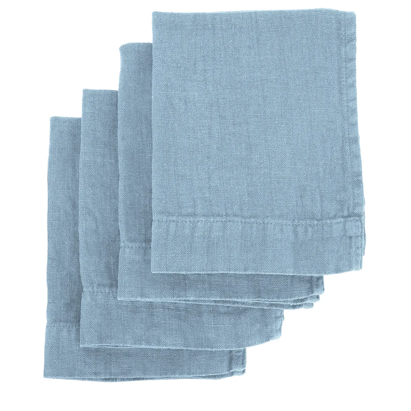 Set of 4 Light Blue Linen Hand Towels