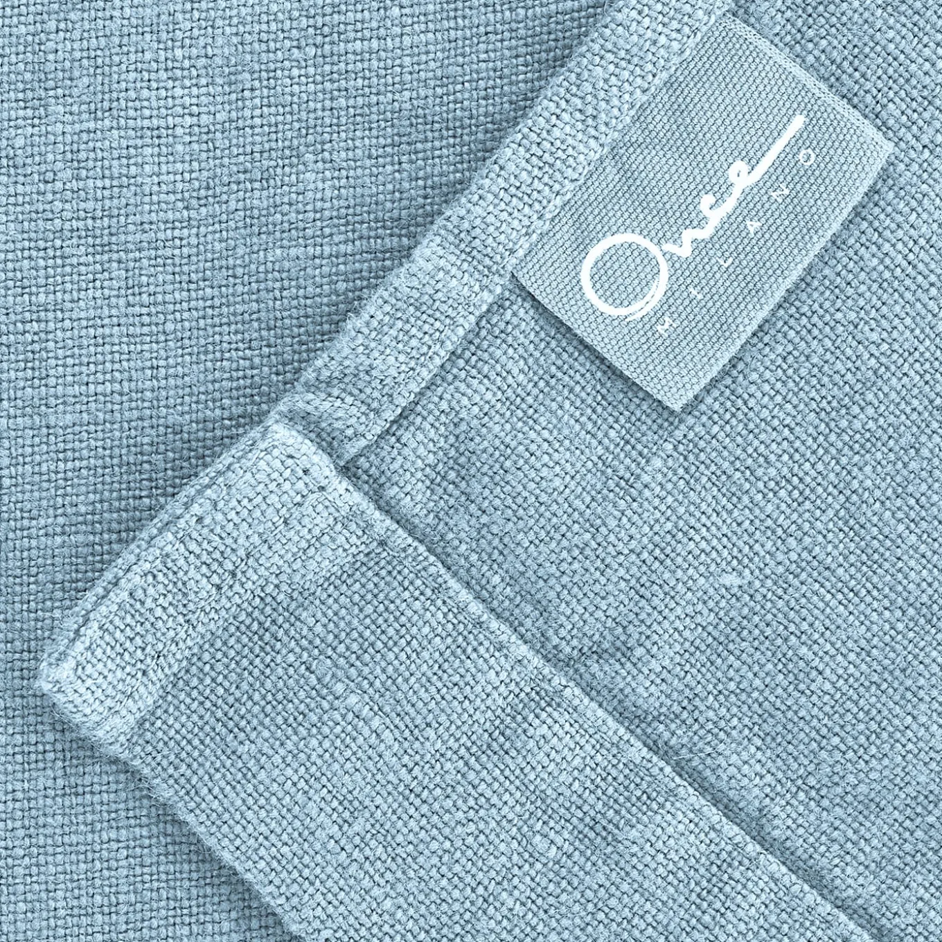 Set of 4 Light Blue Linen Hand Towels