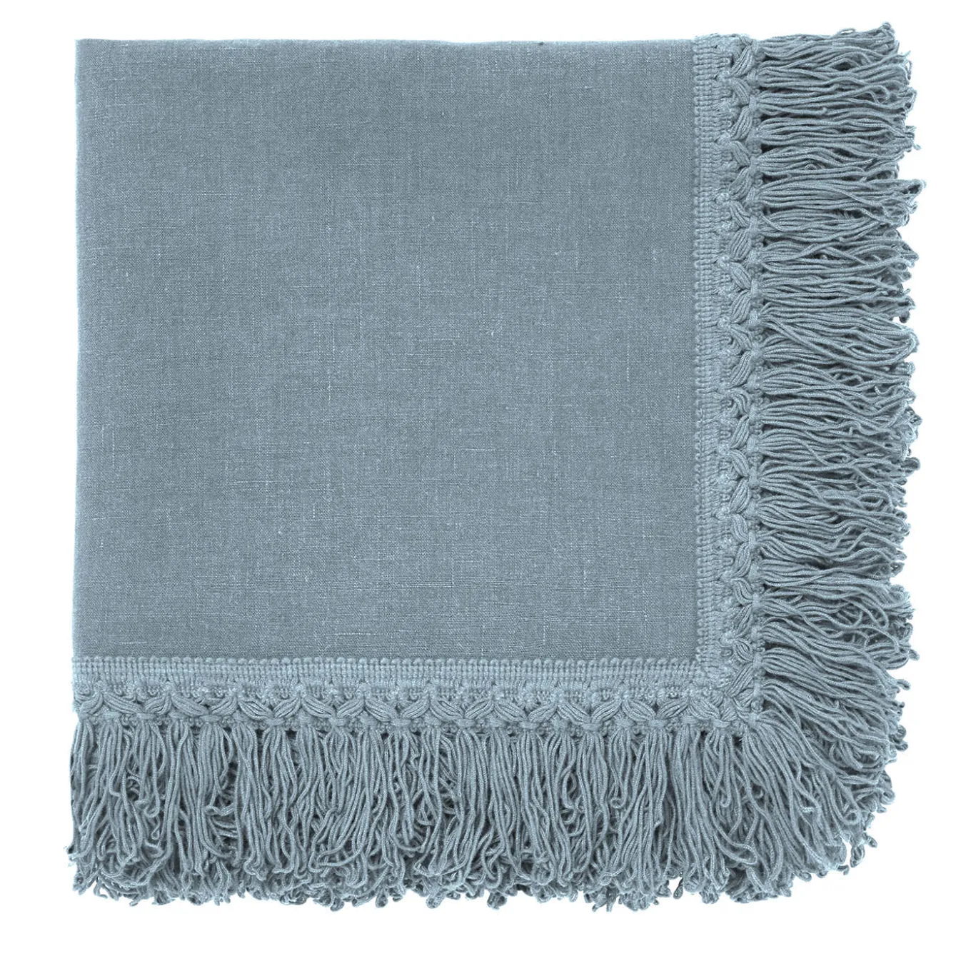 Set of 4 Light Blue Napkins with Long Fringes