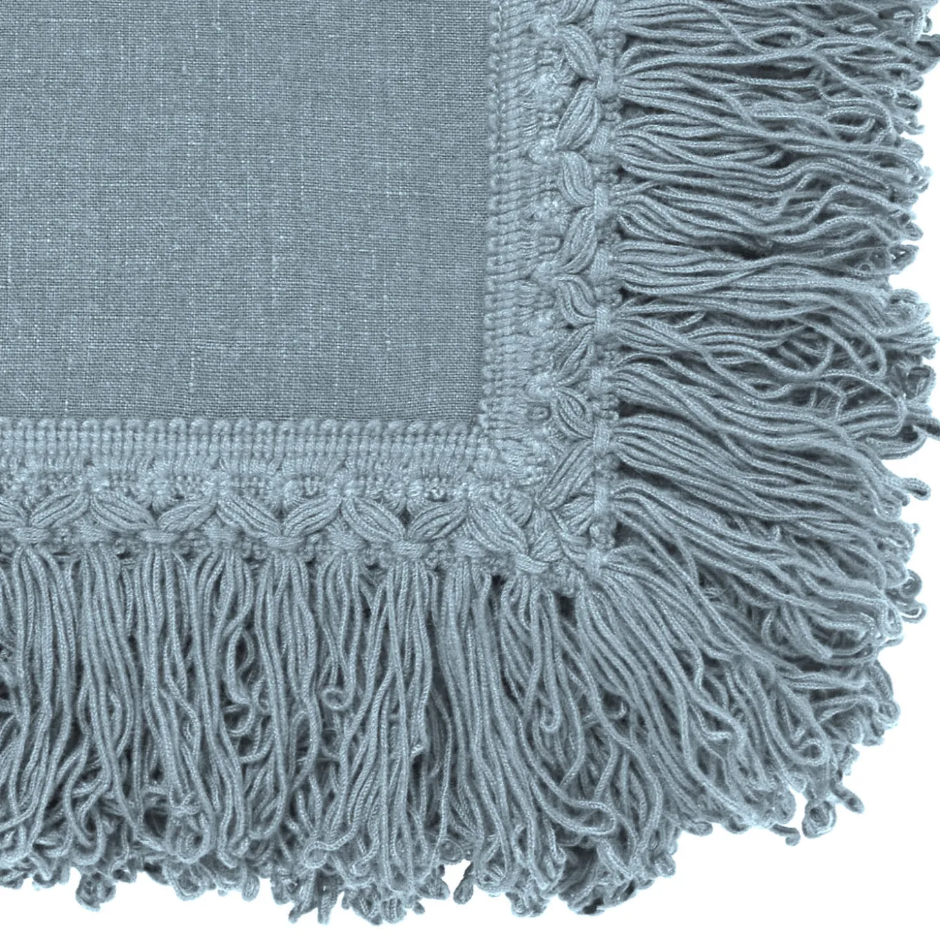 Set of 4 Light Blue Napkins with Long Fringes