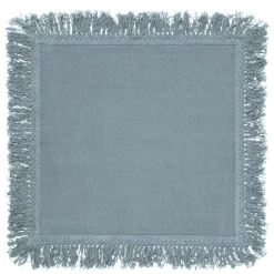 Set of 4 Light Blue Napkins with Long Fringes