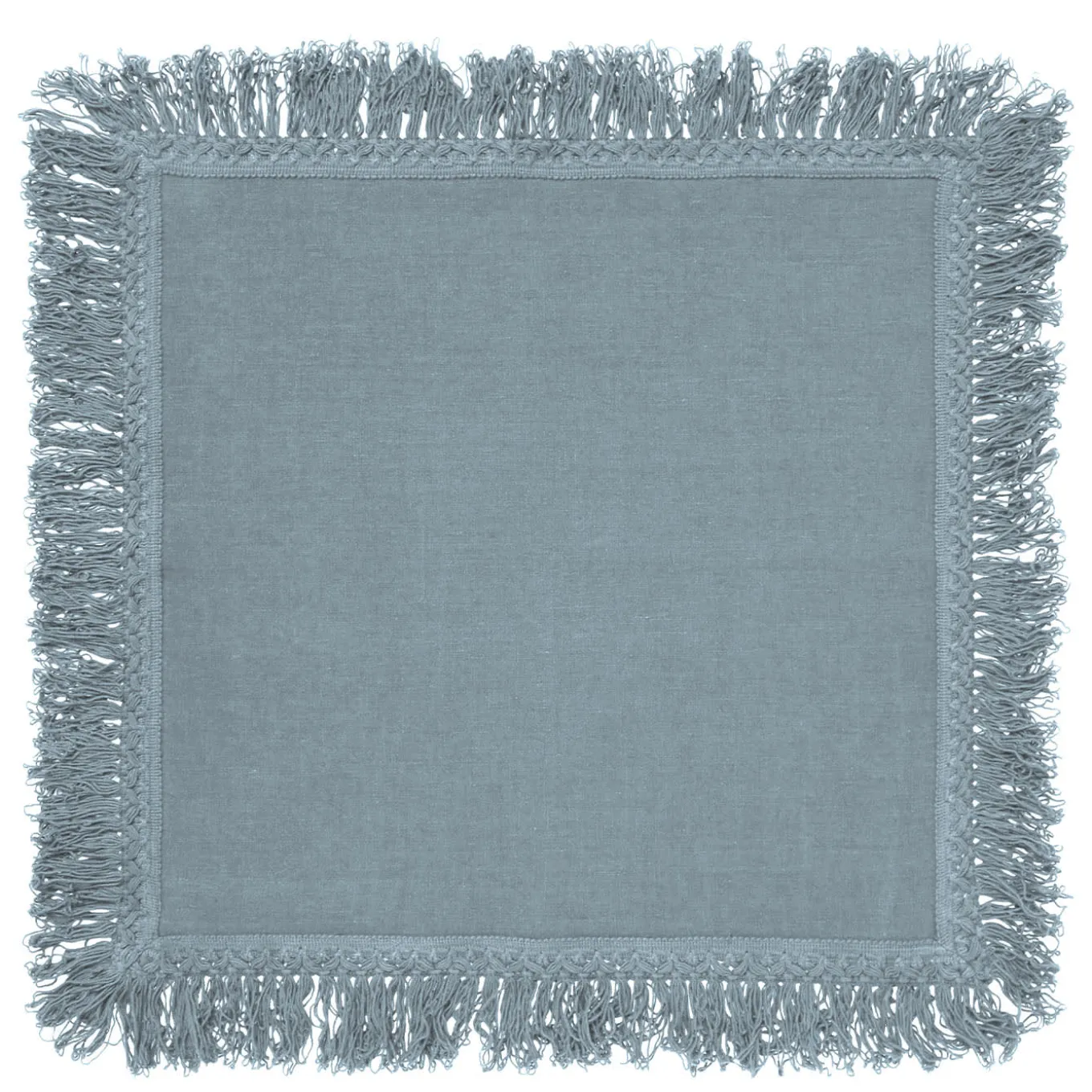 Set of 4 Light Blue Napkins with Long Fringes