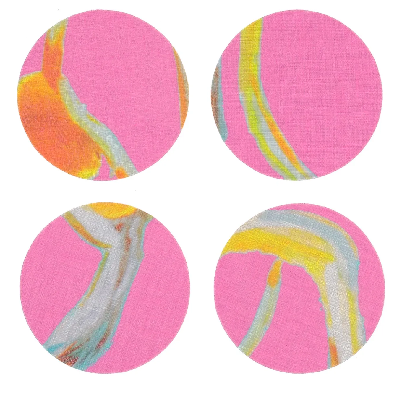 Set of 8 Light Flux Coated Coasters in Pink