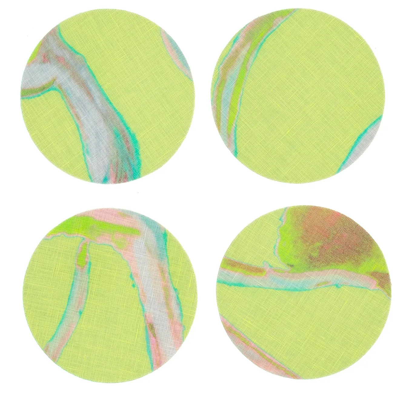 Set of 8 Light Flux Coated Coasters in Green