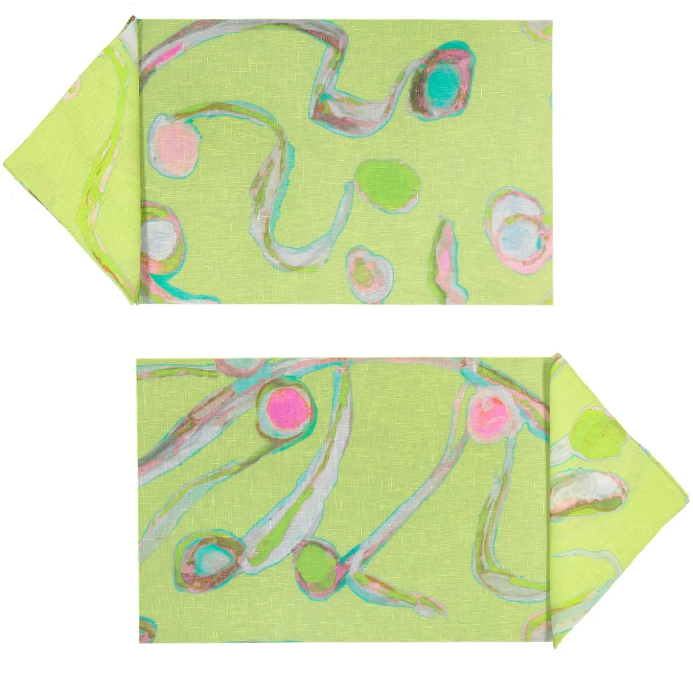 Set of 2 Light Flux Placemats and napkins in green