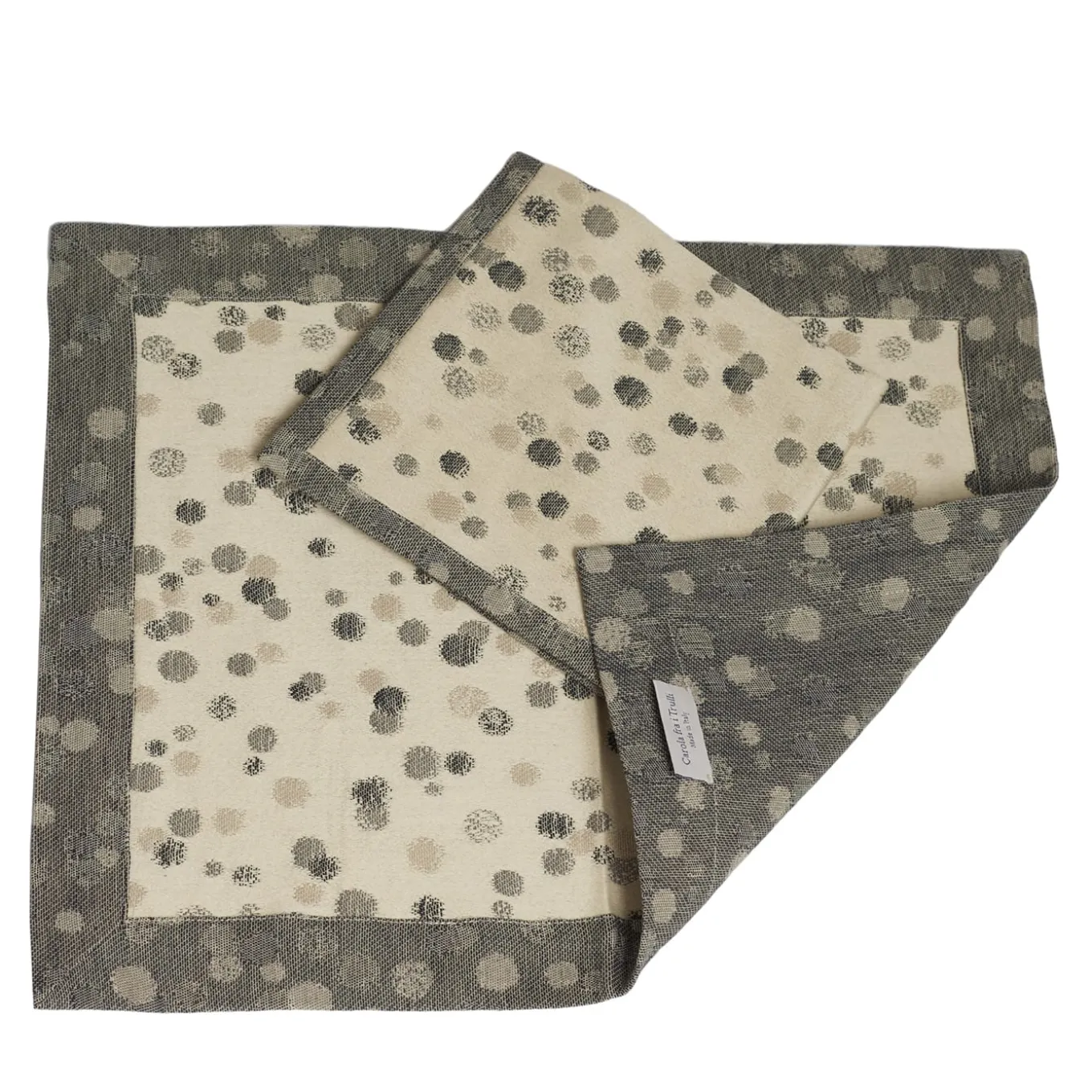 Set of 2 Light Grey and Black Placemats With Napkins