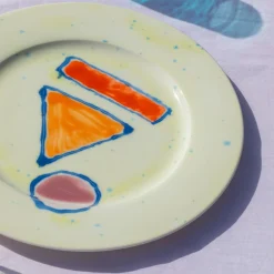 Set Of 2 Lime Rim Dessert Plates