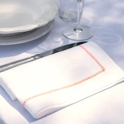 Set of 2 Luci d'Artista White & Orange Linen Napkins