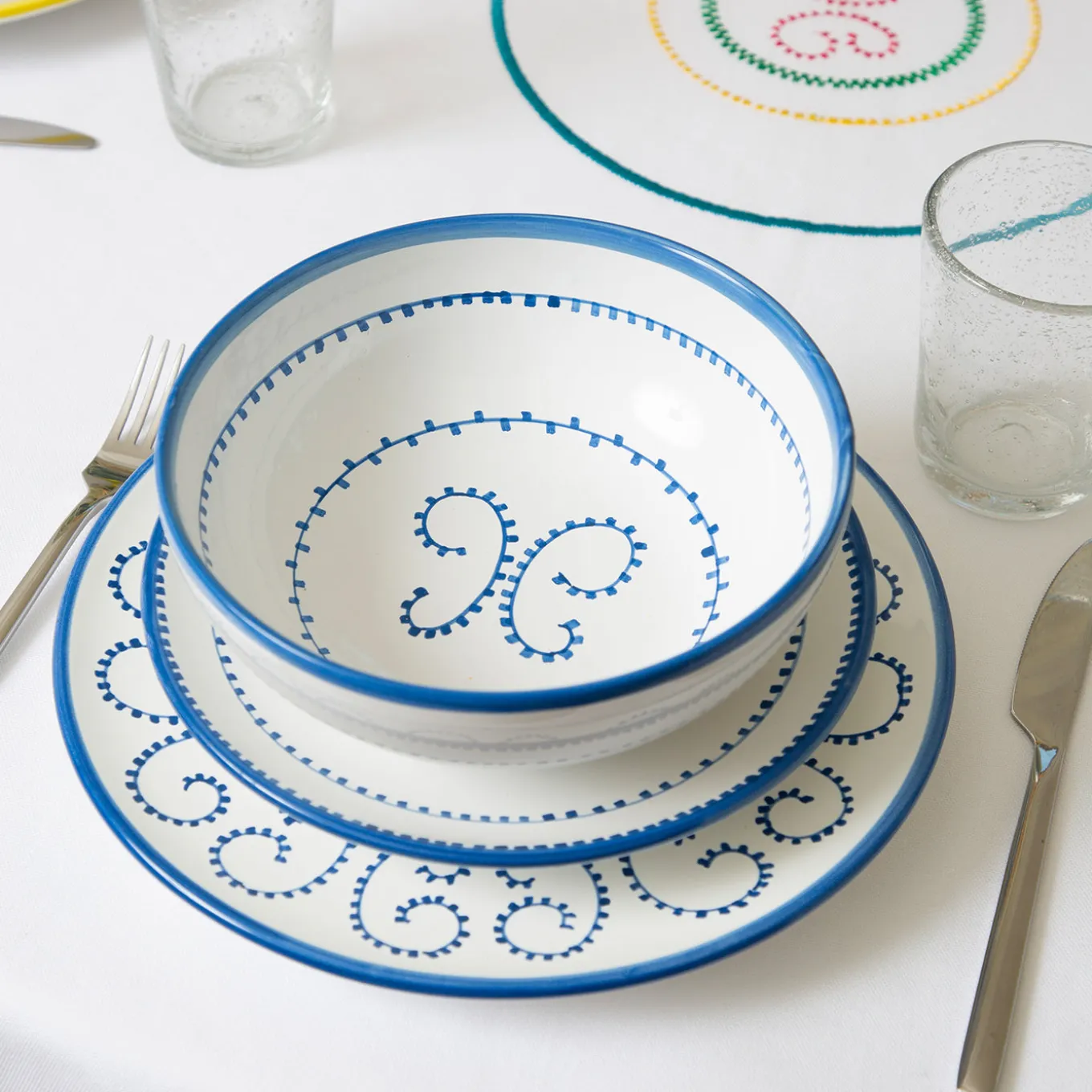 Set of 4 Luminaria Light Blue Ceramic Dessert Plates