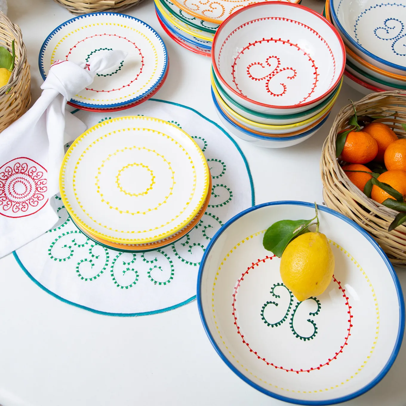 Set of 4 Luminaria Multicolor Ceramic Dessert Plates
