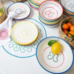 Set of 4 Luminaria Orange Ceramic Soup Plates