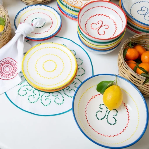 Set of 4 Luminaria Orange Ceramic Dinner Plates