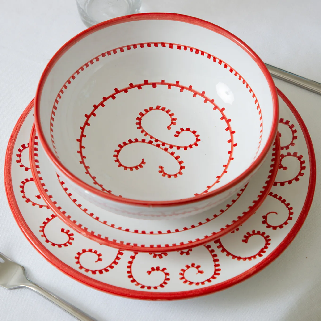 Set of 4 Luminaria Red Ceramic Dessert Plates