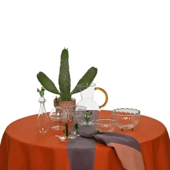 Set of 4 Luxury Bicolor Prune-Bronze Rose Linen Napkins