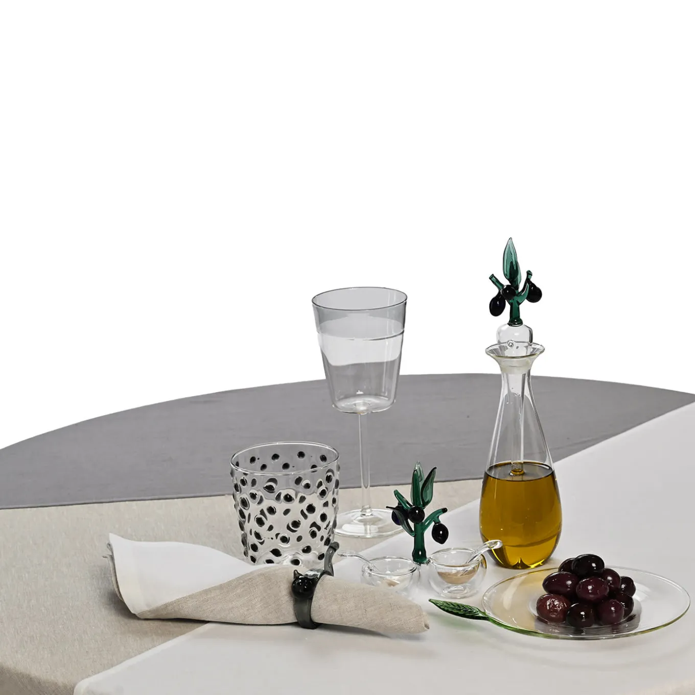 Set of 4 Luxury Bicolor White-Salt Pepper Linen Napkins