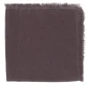 Set of 4 Luxury Hand-Fringed Prune Pure Linen Napkins