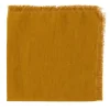 Set of 4 Luxury Hand-Fringed Safran Pure Linen Napkins