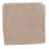 Set of 4 Luxury Hand-Fringed Beige Pure Linen Napkins