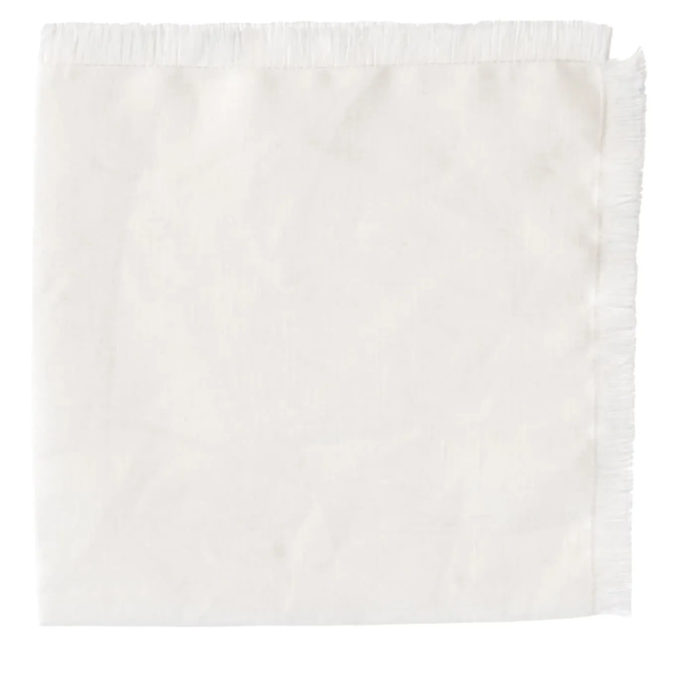 Set of 4 Luxury Hand-Fringed White Pure Linen Napkins