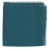 Set of 4 Luxury Hand-Fringed Emerald Pure Linen Napkins