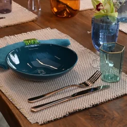 Set of 4 Luxury Hand-Fringed Emerald Pure Linen Napkins