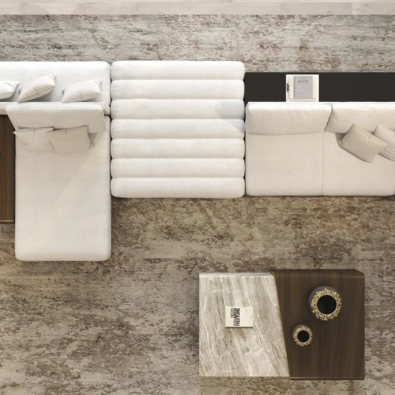 Set of 3 Marble & Wood Nesting Tables