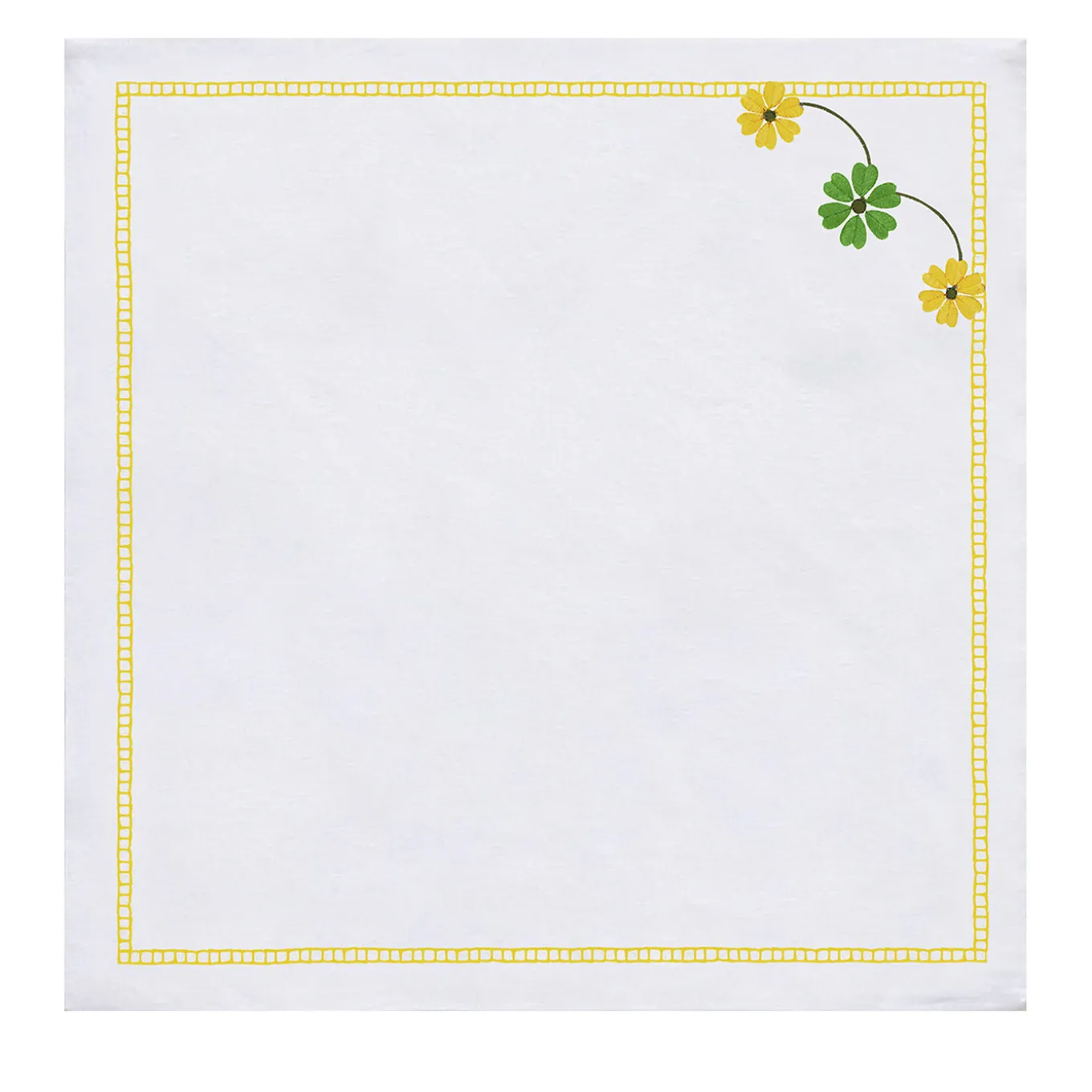 Set of 4 Margherita Embroidered Yellow Linen Napkins
