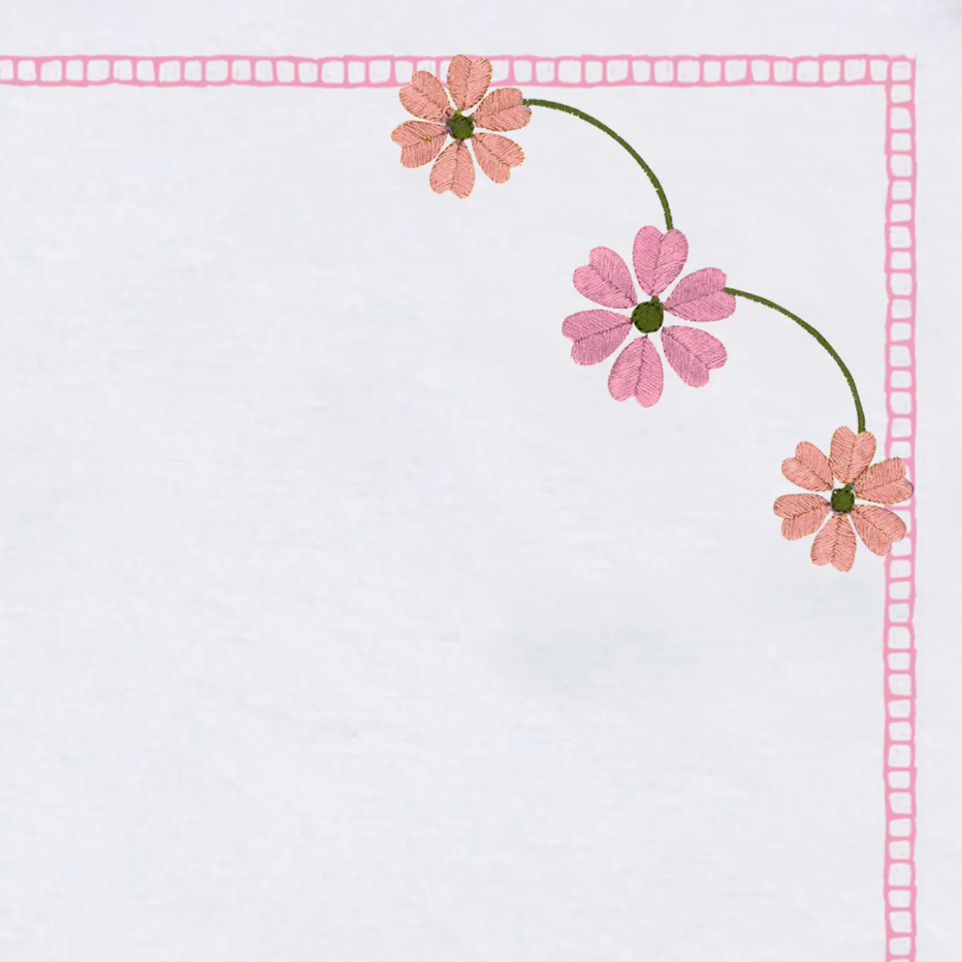 Set of 4 Margherita Pink Embroidered Linen Napkins