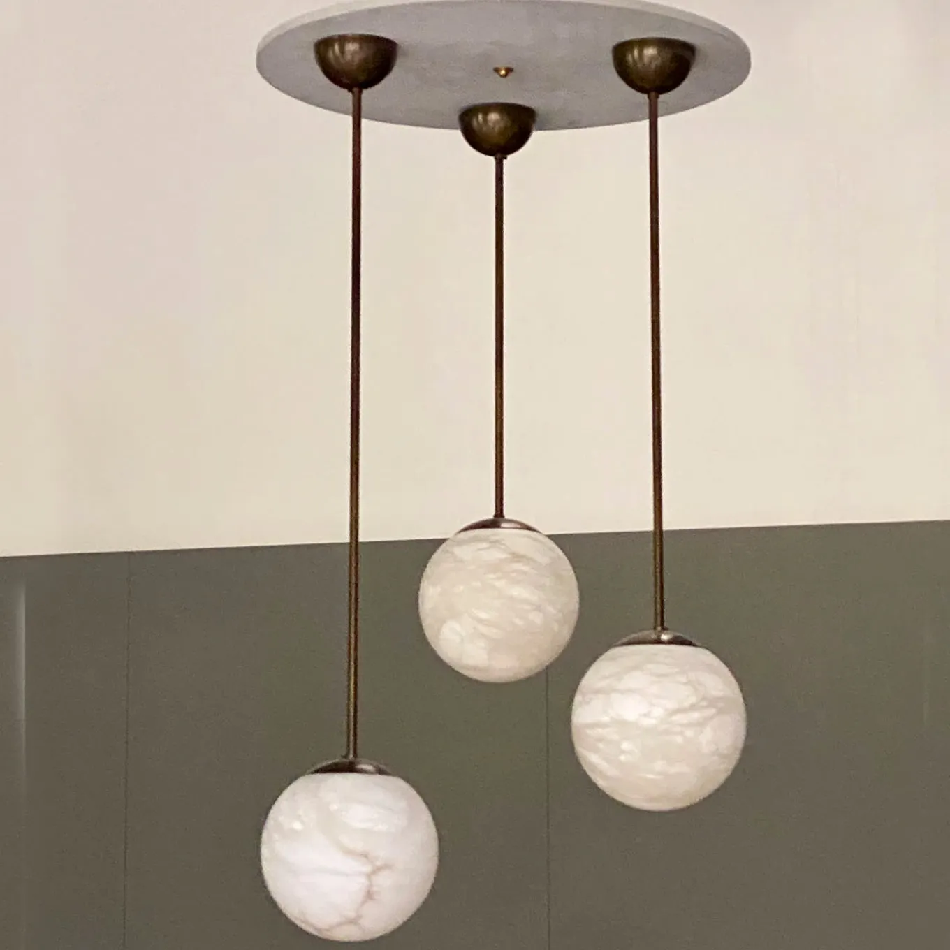 Set of 3 "Maxi Alabaster Moon" Pendants