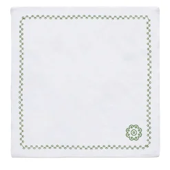 Set of 2 Mediterranean White & Green Linen Napkins