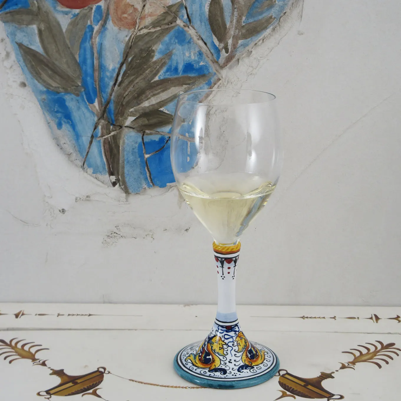 Set of 2 Medium Raffaellesco Floral Wine Glasses