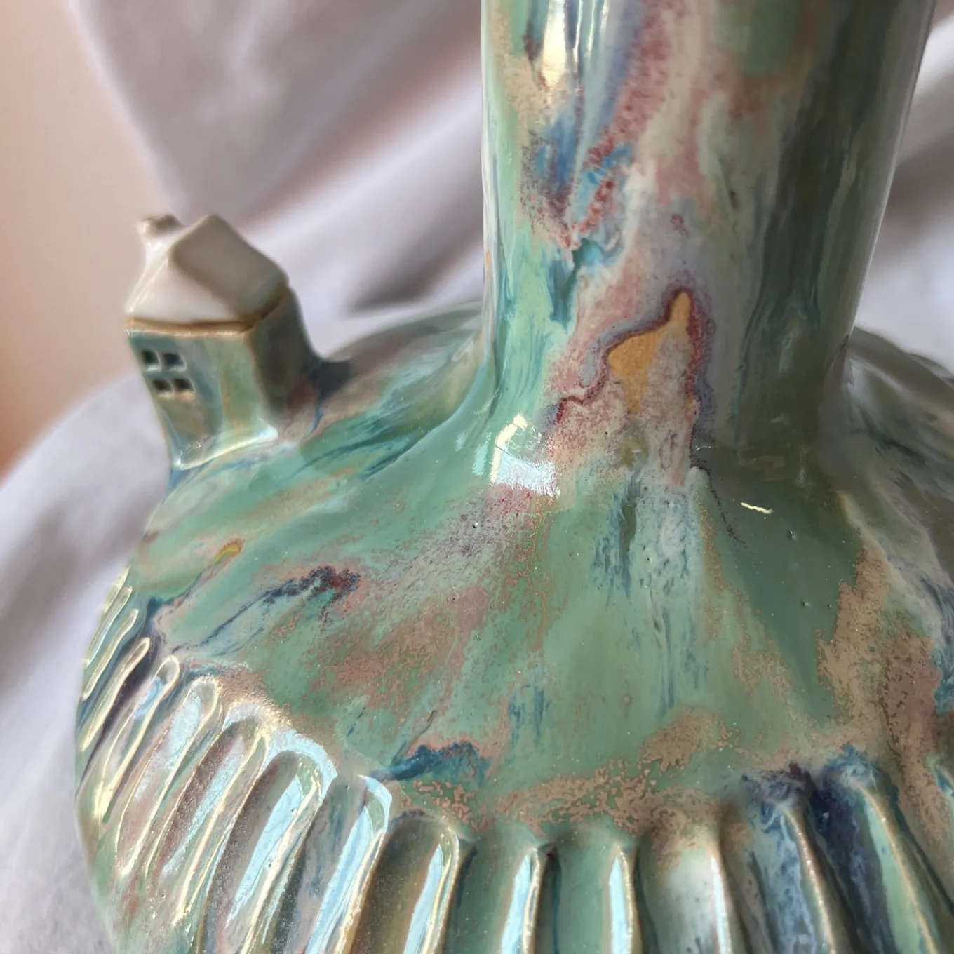 Set of 2 Micromondo Collection Spirali nel Tempo Light Blue Ceramic Amphoras