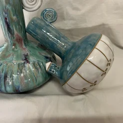 Set of 2 Micromondo Collection Spirali nel Tempo Light Blue Ceramic Amphoras