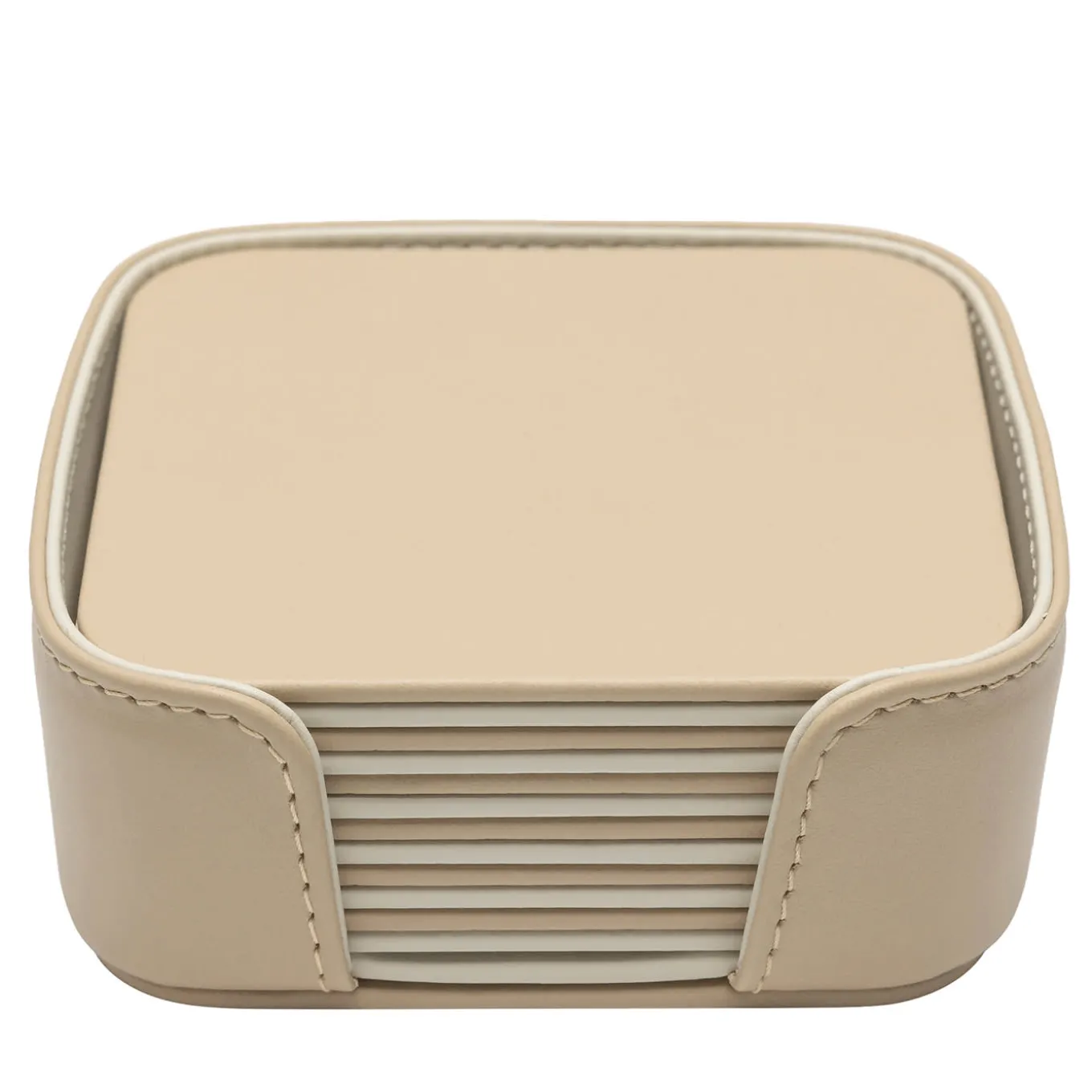 Set of 6 Mondrian Cappuccino Beige and Luna White Square Coasters