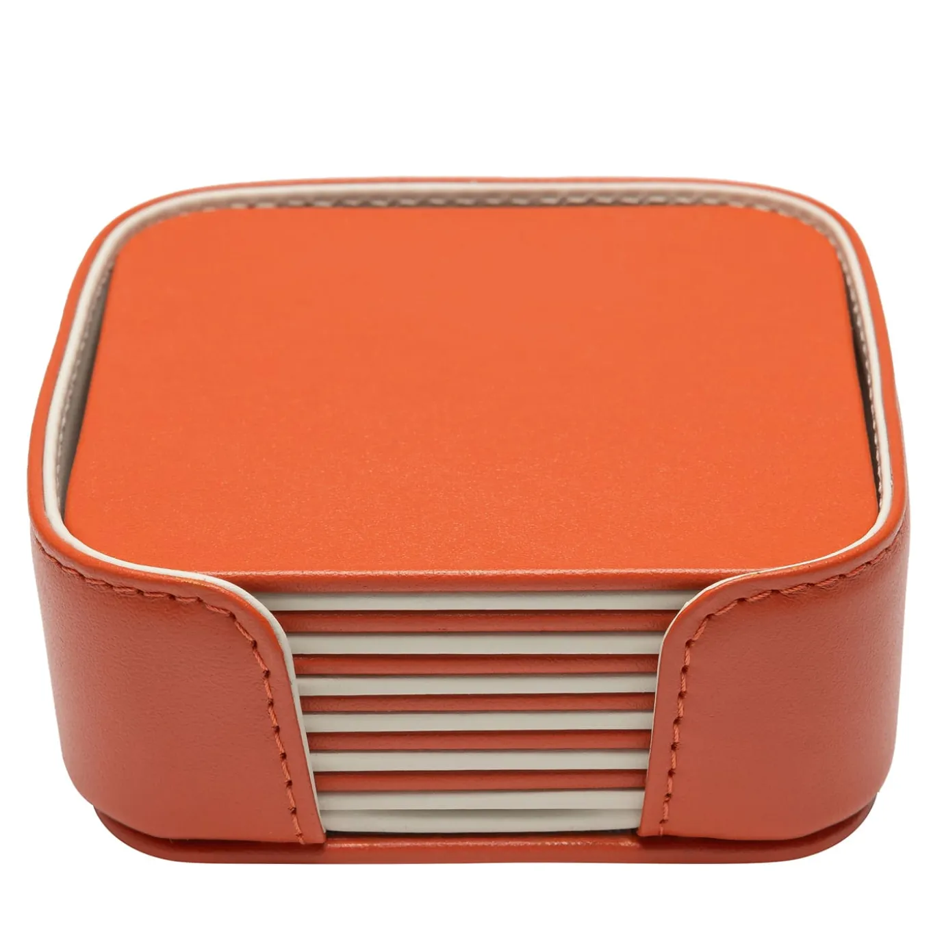 Set of 6 Mondrian Spritz Orange and Luna White Square Coasters