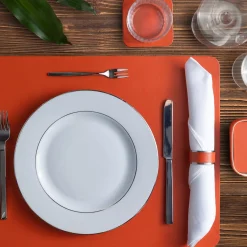 Set of 6 Mondrian Spritz Orange and Luna White Square Coasters