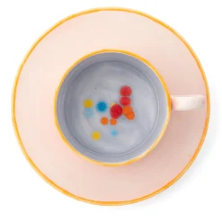 Set Of 2 Murrine Gray Straight Teacups And Saucers