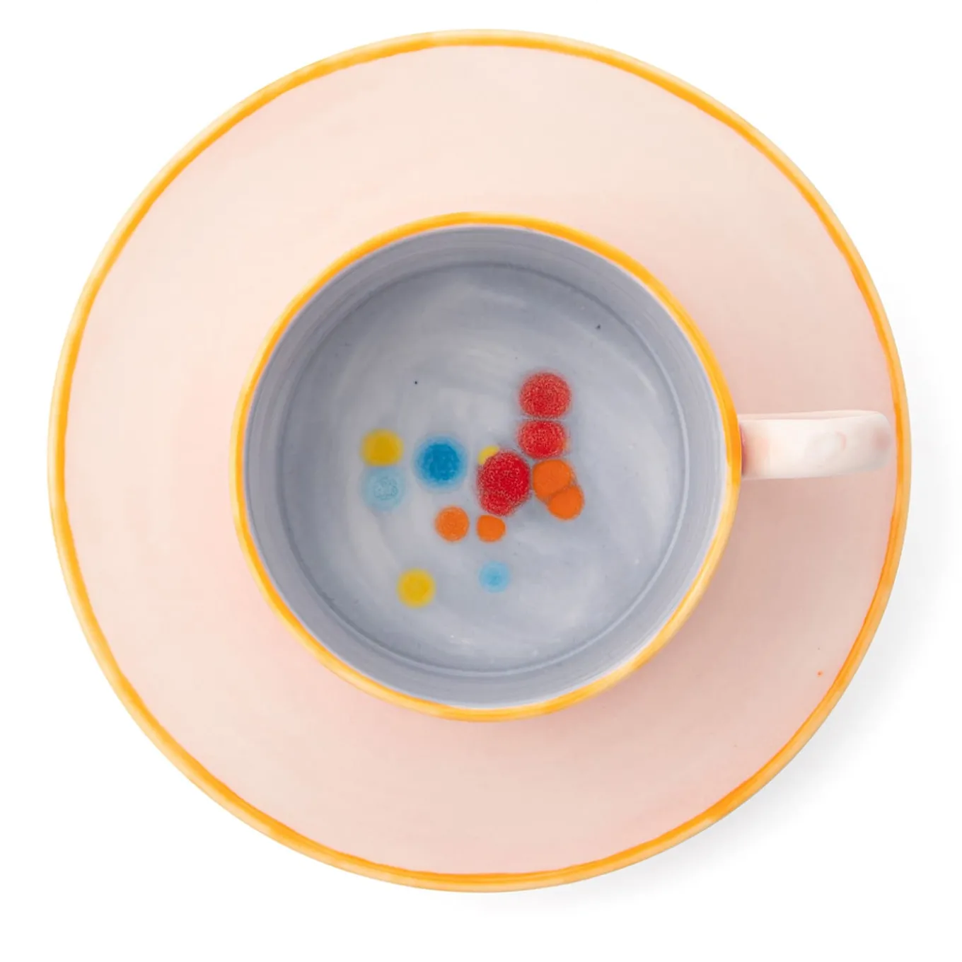 Set Of 2 Murrine Gray Straight Teacups And Saucers