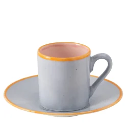 Set of 4 Murrine Gray Straight Coffee Cups And saucers