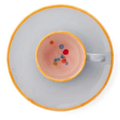 Set of 4 Murrine Gray Straight Coffee Cups And saucers